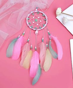 Dreamcatcher Handmade Dream Catchers for Bedroom, Girls Gifts, Pink Colorful Feather