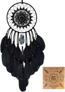 Black Dream Catchers for Bedroom Adults Boys Dream Catcher Wall Decor for Girls Crystals Boho Wall Hanging Decor Teens Room Decoration Festival Gifts Ideas