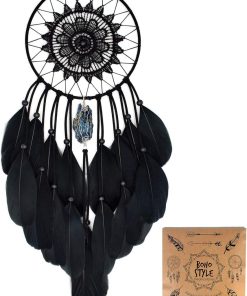 Black Dream Catchers for Bedroom Adults Boys Dream Catcher Wall Decor for Girls Crystals Boho Wall Hanging Decor Teens Room Decoration Festival Gifts Ideas